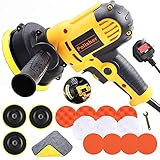 Mini Auto Poliermaschinen Set,700W Auto Polierer Puffer Wachsmaschine, 3600RPM Poliermaschine Auto, 6Variable Geschwindigkeit,125mm Polierschwamm 17xZubehörset & für Auto Polieren, Familienreinigung