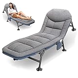 T-ZBDZ Feldbett Klappbar Campingbett Faltbar | 6-Bein Karpfenliege Klappbett - 5-Fach Verstellbar Rückenlehne | Feldbett mit Matratze bis 160 kg für Outdoor Indoor Garten Camping Zelt, Grau
