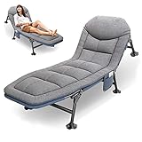 Feldbett Klappbar Karpfenliege Campingbett Relax Angelliege, 6-Bein Liege Fischerliege Gartenliege Bedchair, Stabiler Metall Klappbett Campingliege mit Matratze, Tragbares Gästebett Klappbar für Büro