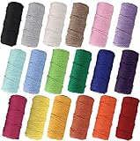 Makramee Garn 2mm x 30M, 18 Stück Baumwollgarn Baumwollkordel Baumwollseil Baumwollschnur Macrame Garn für DIY Handwerk Basteln Stricken Boho Deko Wandbehang Dekoration Wohnzimmer Balkon Schlafzimmer