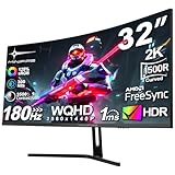 Minifire Gaming Curved Monitor 32 Zoll 180Hz, 2K WQHD(2560 x 1440), 1500R,1ms(MPRT), AMD FreeSync, sRGB 125%, VESA，2xHDMI 2.0 / 2xDP (180Hz), Augenpflege - MFG32C3Q