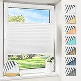 Magiea Plissee ohne Bohren verdunkelung, Thermo Plisseerollo Klemmfix, Weiß 70x100cm(BxH), Verdunklungsplissee 100% lichtundurchlässig, Faltrollo für Fenster, Sichtschutz Sonnenschutz