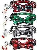 Extodry 4 Stück Weihnachte Katzenhalsband,Halsband Katze mit Sicherheitsverschluss,Verstellbar Kitten Halsband,Personalisiert Haustierzubehör