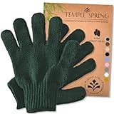 Temple Spring Peelinghandschuh, Peeling Körper Duschschwamm, Waschhandschuh Körper Sauna Zubehör, Peeling Handschuh, Duschhandschuh Badezubehör für Ingrown Hair, Luffa Handschuh – Waldgrün