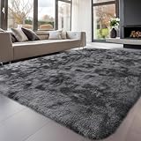 Sour Lemon Hochflor Teppich Grau Teppich Wohnzimmer 140x200 Waschbar Anti-Rutsch Extra Große Teppich Schlafzimmer Flauschige Moderne Teppiche Matte Teppichen für Schlafzimmer Kinderzimmer