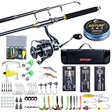 Goture Angelset mit Teleskop-Angelruten (24T Carbon), 1,8m Angelrute Set Komplett 5.2:1 Spinnrolle, 150m/14kg Schnur, Köderbox & Tragetasche – für Salz-/Süßwasser, Reisen–Angelgeschenk
