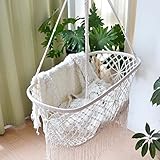 Baby Wiege Hängebett Boho Style Hängematte Wiege mit Quaste Seite Komfort Krippe Minsheng Webstoff