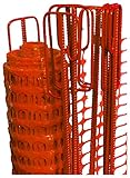 UvV Basic Baustellenabsperrung, Bauzaun als Rolle - Set 50m 4 kg Fangzaun orange inkl. 10 Absperrleinenhalter rot, Absperrnetz, Maschenzaun, Bauzaun Rolle Kunststoff