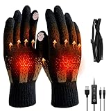 LYPPUL Beheizbare Handschuhe, USB Beheizte Handschuhe für Damen Herren, Elektrisch Beheizte handschuhe, Touchscreen, Doppelseitige Heizung, Waschbar Winterhandschuhe für Drinnen und Draußen(Schwarz)