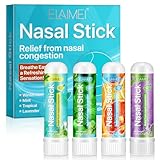 Nasal Stick 4 Pack, Schnelle Hilfe Von Einer Verstopften Nase, Verbessert die Atmung und Steigert Den Fokus, Mit ätherischen Ölen und Menthol Gemacht, Bietet Frische Kühlung Sensation
