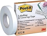 Post-it 652R Abdeck und Beschriftungsband (Nachfüllrolle, 17.7 m x 8.4 mm) weiß