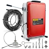 390W 450U/min Elektrische Rohrreinigungsmaschine mit FI-Schalter für Ø20-100mm Rohrleitungen Rohrreinigungsspirale Ø8mm 10M, 16mm 14,5M Spiralen, Rohrreinigungsgerät Rohrreiniger Abflussreiniger