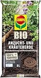 COMPO BIO Anzuchterde und Kräutererde, Erde für Aussaaten, Kräuter, Stecklinge und Jungpflanzen, Blumenerde, Torffrei, 5 Liter