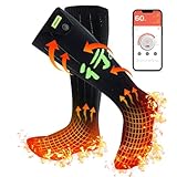 Beheizbare Socken, Elektrische Heizsocken Damen Herren, Wiederaufladbare Beheizte Socken mit 4 Temp modi, APP-Steuerung Thermosocken Fußwärmer Socken für Outdoor-Wandern/Skifahren/Camping/Angeln