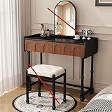 Schminktisch Ohne Spiegel,mit 2 Schubladen,Vintage Frisiertisch,Kommode,Frisierkommode,als Kosmetiktisch Oder Schreibtisch Verwendbar,für Schlafzimmer Und Ankleidezimmer(60cm/23.6in)