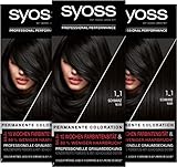 Syoss Color Coloration 1_1 Schwarz Stufe 3 (3 x 115 ml), permanente Haarfarbe für bis zu 10 Wochen Farbintensität und 80 % weniger Haarbruch*