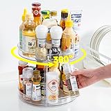 LUZOON Drehteller Organizer 2 Etagen-Diameter 23CM, Küchen Organizer Lazy Susan Gewürzregal Drehbar, Drehbares Organizer für Küche Schrank Unterschrank Waschbecken Schminktisch (Transparent)