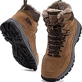 JACKSHIBO Winterschuhe Herren Winterstiefel Damen Warme Gefüttert Stiefel Herren Damen Trekking Wanderschuhe Wasserdicht Rutschfest Schneestiefel Outdoor Winterboots Braun 42EU