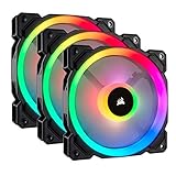 Corsair LL120 RGB LED PWM PC-Gehäuselüfter (120mm Dual Licht Loop RGB LED, Dreierpack mit Lighting Node PRO) schwarz