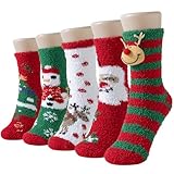 Niofind Socken Weihnachten Damen, Winter Warme Flauschige Socken Dicke Weiche Thermo Haussocken Bettsocken wie Weihnachtsgeschenke für Frauen, 36-42, Weihnachten