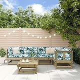 Homgoday 6-TLG. Garten-Lounge-Set mit Kissen Imprägniertes Kiefernholz Gartensofa Gartenmöbel Set Balkonmöbel Loungesofa Holzsofa Loungegruppe Sofagarnitur Sitzgruppe für Garten Terrasse Balkon#1