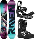 RAVEN Snowboard Set: Snowboard Raven Dahlia Carbon Mint/Pink + Bindung s230 Black + Boots Target (154cm + Bindung S/M + Target 40 (26cm))
