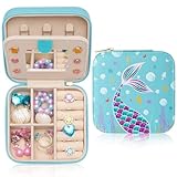 WERNNSAI Schmuckkästchen Mädchen Klein, Meerjungfrau - Schmuckschatulle, Schmuckaufbewahrung Reise mit Spiegel, Wasserdicht Jewelry Organizer für Kinder Geschenk für geburtstag, Weihnachten