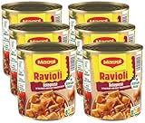 MAGGI Ravioli Bolognese, leckeres Fertiggericht mit würzigem Fleisch, für Topf & Mikrowelle, ideales Festival-Essen, 6er Pack (6 x 800g)