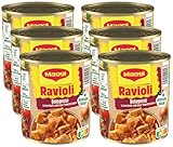 MAGGI Ravioli Bolognese, leckeres Fertiggericht mit würzigem Fleisch, für Topf & Mikrowelle, ideales Festival-Essen, 6er Pack (6 x 800g)