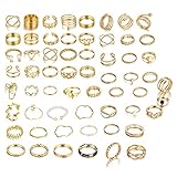 TTPSRY 60 Stücke Gold Knöchel Ringe Set für Damen Stapelbare Ringe Fingerringe Boho Vintage Midi Knuckle Ring Minimalistisch