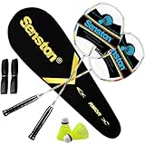 Senston Graphit Badminton Set Profi Badmintonschläger Leichtgewicht Badminton Schläger Federballschläger Set für Training, Sport und Unterhaltung mit Schlägertasche