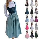 dirndlschürzen,Trachtenkleid Dirndlkleid Trachtenmode Midi Bayerisches Dirndl Kleid für Damen Lang Wiesn Outfit Elegant Retro Kleider Festlich für Bierfest Oktoberfest