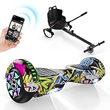 Hoverboard mit Sitz - Hoverkart Set 6,5 Zoll Hoverboards Kinder, Hoverboards mit Bluetooth und LED-Farblichträder, Go-Kart Hoverboard mit Sitz komplett Set, Geschenk für Junge und Mädchen