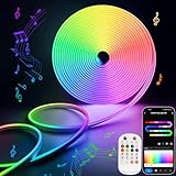 Lamomo LED Strip 3 m, RGBIC Neon LED Streifen mit Warmweiß Mode, LED Leiste Regenbogeneffekt, APP und Fernbedienung, Musik Sync, Wasserdicht LED Schlauch Flexibel für Zuhause, Schlafzimmer, Wand Deko