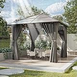 Devoko Pavillon 3x3 Wasserdicht Stabil Winterfest,Aluminium Gartenpavillon,Pavillon mit Festem Dach Protection UV,Geeignet für Außenszenen,Grau