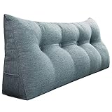 VERCART Rückenkissen Bett Rückenlehne Keilkissen Kopfteil Gepolstert Lesekissen Wandkissen Lendenkissen für Couch, Groß Sofakissen Kopfkissen, Stützkissen, Nackenkissen Leinen Bezug Grau 140cm