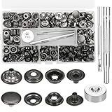 Zocipro 280 Stück Druckknöpfe Set, 15mm Druckknopf Kupfer Ohne Nähen mit Fixierwerkzeug Kit, Druckknöpfe Metall für Leder Handwerk Jacke Brieftasche DIY Handtasche Kleidung, Schwarz