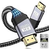 TEFLOTY HDMI 2.1 Kabel 8K - HDMI Kabel Ultra Highspeed 48Gbps 8K@60Hz 4K@120Hz 7680P eARC HDCP 2.2&2.3 DTS:X Dynamische HDR Dolby Atmos Kompatibel mit HDTV, PS5/4/3, Xbox Series X/S,Monitor Mehr