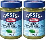 Barilla Pesto Basilico e Mozzarella di Bufala 190g I Glutenfreie Italienische Pasta-Sauce mit Basilikum und Mozzarella, Nudel-Sauce, grünes Pesto (Packung mit 2)