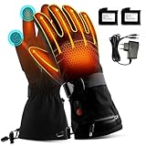 ABXMAS Beheizte Handschuhe, Wiederaufladbar wasserdichte Beheizbare Handschuhe für Unisex mit 7,4 V, 6400 mAh Batterien, Handwärmer für Motorradfahren Skifahren im Winter, M