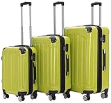 BEIBYE- 3er Kofferset Hartschalen-Koffer Reisekoffer Trolley Rollkoffer Set Reisekofferset (Green)