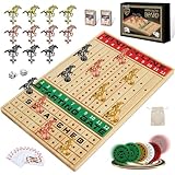 Pferderennen-Spiel mit Karten und Würfeln, Pferderennen-Brettspiel für Erwachsene, verdicktes Massivholz mit 11 luxuriösen, langlebigen klassischen Metallpferden, 143 Chips, 2 Würfeln, 2 Kartons