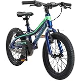 BIKESTAR Kinder Fahrrad Aluminium Mountainbike mit V-Bremse für Mädchen und Jungen ab 4-5 Jahre | 16 Zoll Kinderrad MTB | Blau & Grün