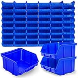 48x Stapelboxen Blau Größe 1 Werkstatt Garage Keller Sichtlagerboxen 100x100x52mm Lagerboxen blaue Sichtlagerkästen Kleinteile Aufbewahrung