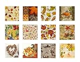 12 verschiedene Herbst-Servietten für Decoupage, eine Vielzahl von Herbst-Papierservietten, dekoratives Papier für Decoupage, hübsche Papierservietten, Herbstblätter, Servietten für Decoupage,