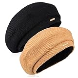 ROMISBABA 2Stücke Damen Baskenmütze Strickbaskenmütze Französische Kopfbedeckung für Outdoor Aktivitäten Stilvolle Looks