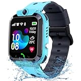 GPS Kinder Smartwatch, Kinder Smartwatch mit GPS und Telefon Voice Chat SOS IP68 Wasserdicht Spiel Kamera Wecker Clacss Modus Touchscreen, smartwatch für Jungen Mädchen 3-12 Jahr Student Geschenk