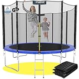 KINETIC SPORTS Trampolin Outdoor 'Salto Plus' Ø 305 cm – TÜV Rheinland geprüft, Komplett-Set für Kinder, USA Sprungtuch, Netz, Randpolster, Leiter – bis 160 kg, Blau