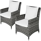 WINVOX 2er Set Rattansessel Rattanstuhl Alu Poly Rattan Gartensessel Gartenstuhl grau zlyde916