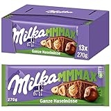 Milka Ganze Haselnüsse 13 x 270g Großtafel, Zartschmelzende Schokoladentafel mit ganzen Haselnüssen